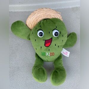 Margi Mexico Cactus wearing Sombrero plush stuffed animal 9.5" Green